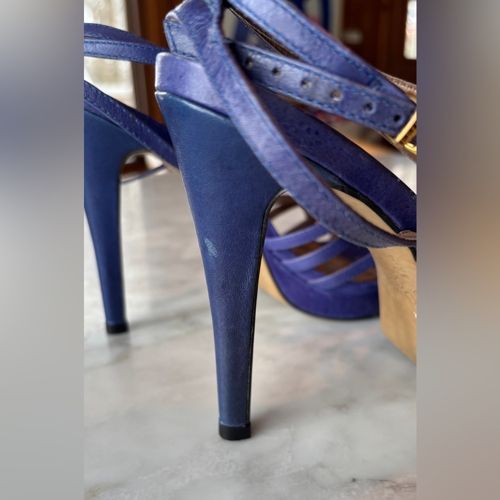 Colcci Original blue leather strappy heels size 8 ankle strap stilettos - Picture 13 of 16